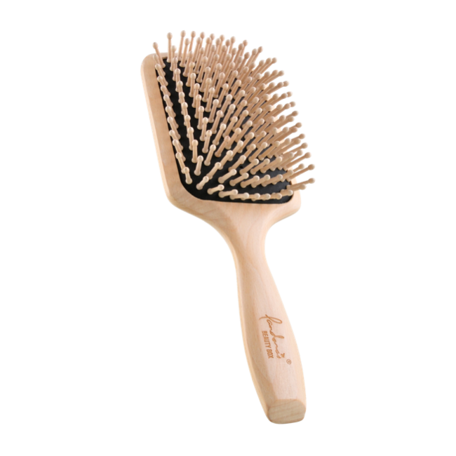 木製ヘアブラシ 木製ハンドル丸い櫛自然な毛の整髪ヘアブラシ : STKショップ